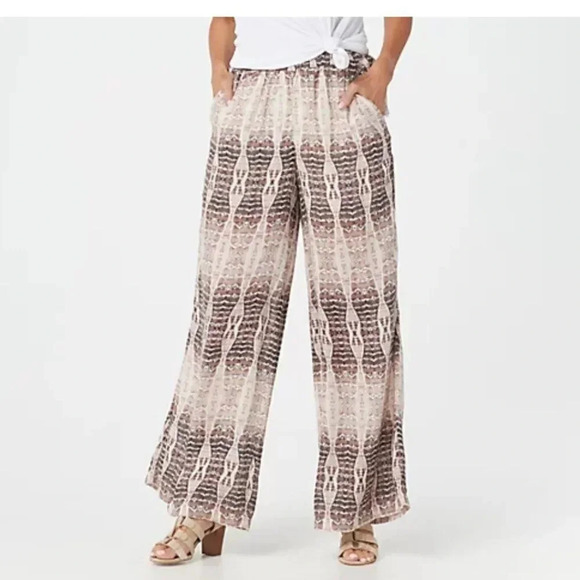 Haute Hippie Tribe Lillian Wide Leg Pants Pant Striped Animal Print Medium - Picture 1 of 6